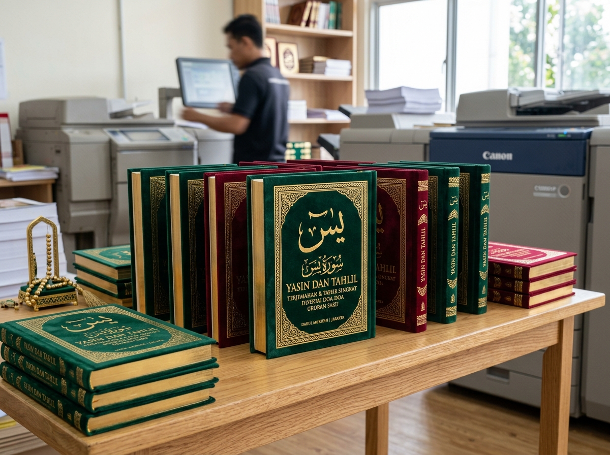 Buku Yasin dan Tahlil hardcover beludru foil emas